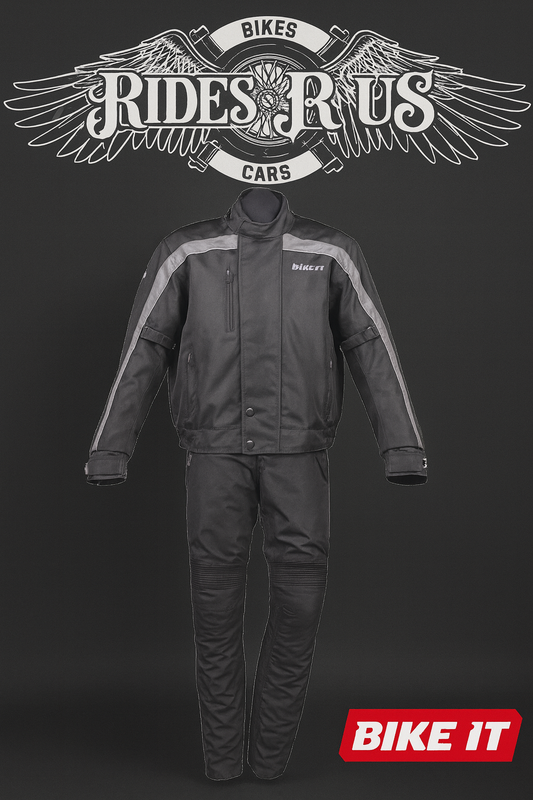 Bike It 'Herm' Textile Waterproof Motorcycle Bomber Casual Jacket + Bike It 'Triple Black' Ultimate Textile Adventure Waterproof Motorcycle Pants/Trousers