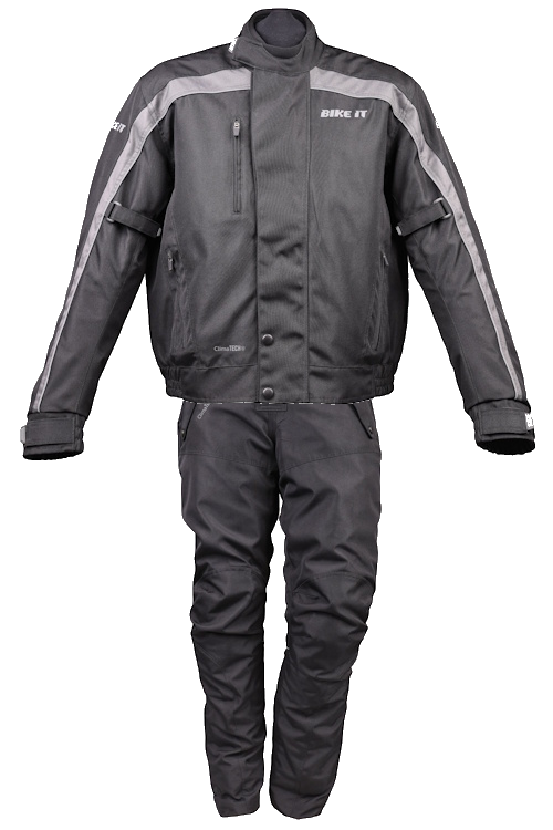 Bike It 'Herm' Textile Waterproof Motorcycle Bomber Casual Jacket + Bike It 'Triple Black' Ultimate Textile Adventure Waterproof Motorcycle Pants/Trousers
