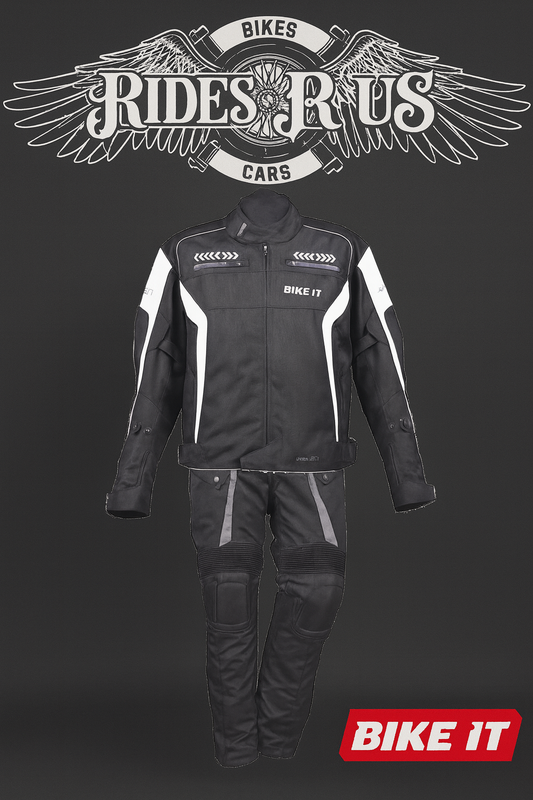 Bike It 'Flux' Textile Waterproof Sports Motorcycle Jacket + Bike It 'Burhou' Textile Waterproof Motorcycle Adventure Touring Pants/Trousers