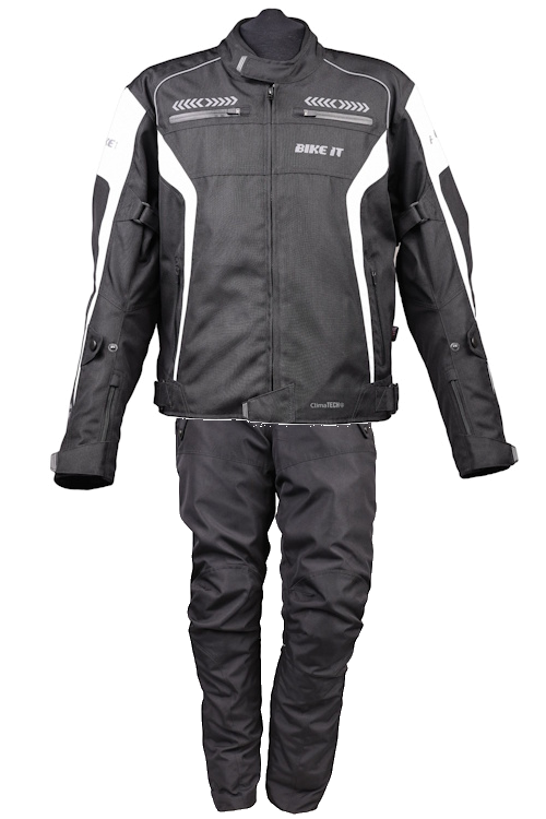 Bike It 'Flux' Textile Waterproof Sports Motorcycle Jacket + Bike It 'Triple Black' Ultimate Textile Adventure Waterproof Motorcycle Pants/Trousers