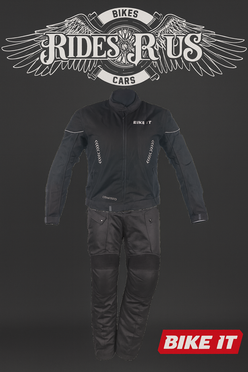 Bike It 'Insignia' Textile Ladies Waterproof Motorcycle Jacket (Black) + Bike It 'Burhou' Textile Waterproof Motorcycle Adventure Touring Pants/Trousers