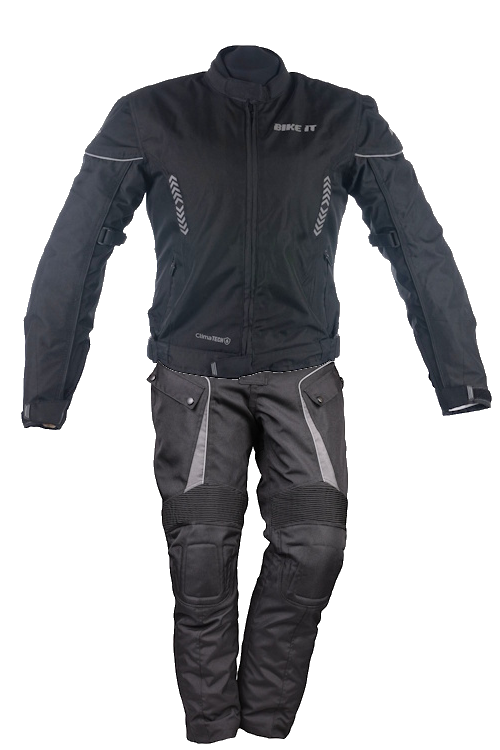 Bike It 'Insignia' Textile Ladies Waterproof Motorcycle Jacket (Black) + Bike It 'Burhou' Textile Waterproof Motorcycle Adventure Touring Pants/Trousers