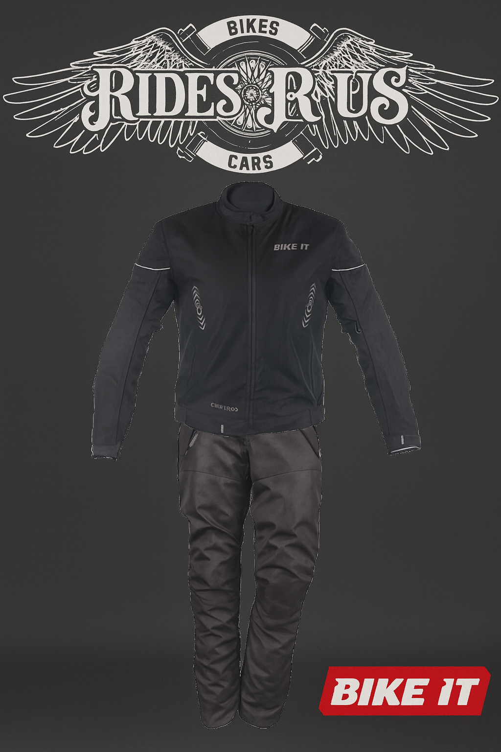 Bike It 'Insignia' Textile Ladies Waterproof Motorcycle Jacket (Black) + Bike It 'Triple Black' Ultimate Textile Adventure Waterproof Motorcycle Pants/Trousers