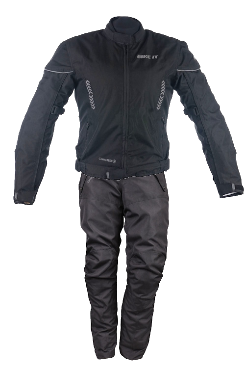 Bike It 'Insignia' Textile Ladies Waterproof Motorcycle Jacket (Black) + Bike It 'Triple Black' Ultimate Textile Adventure Waterproof Motorcycle Pants/Trousers