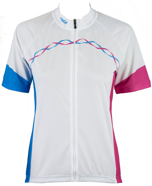 Eigo Ribbon Womens Short Sleeve Cycling Jersey White / Cyan / Magenta - XL