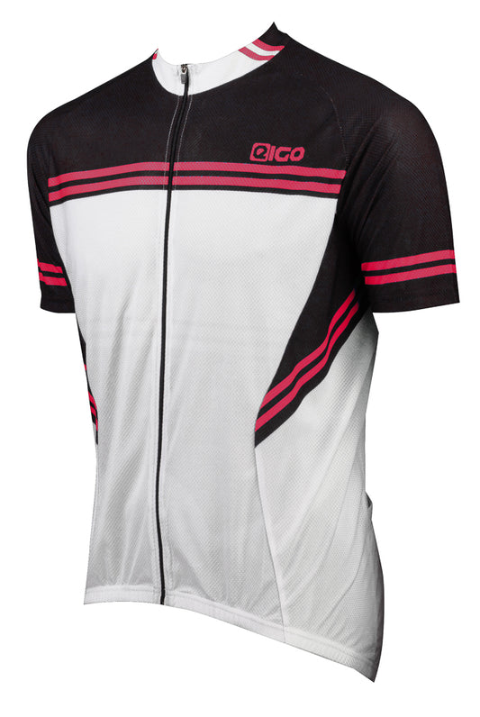 Eigo Diamond Mens Short Sleeve Cycling Jersey White / Black / Red - S