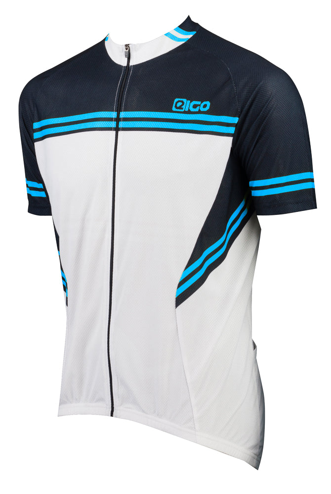 Eigo Diamond Mens Short Sleeve Cycling Jersey White / Black / Blue - XL