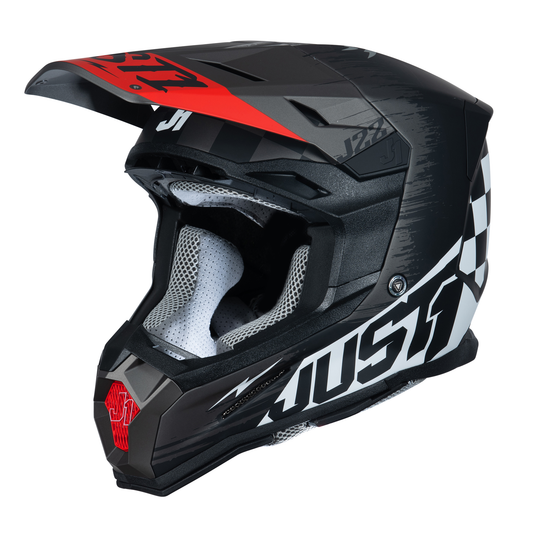 Just1 J22 Motocross Helmet Flagman Red Titanium Black XL