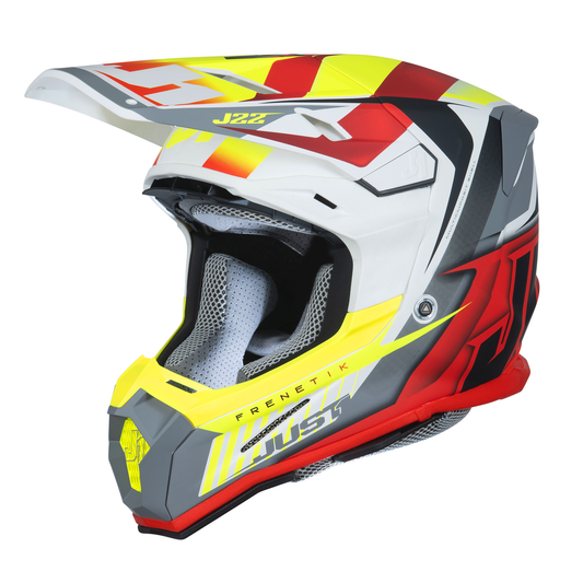 Just1 J22 Motocross Helmet Frenetik Fire Fluo Yellow Red White M