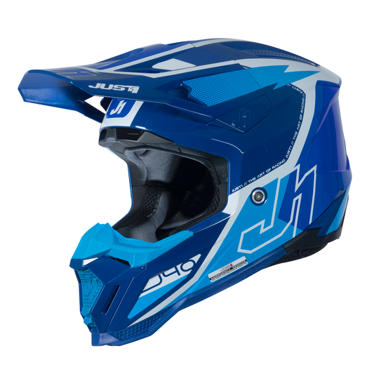 Just1 J40 Motocross Helmet Flash White Blue M
