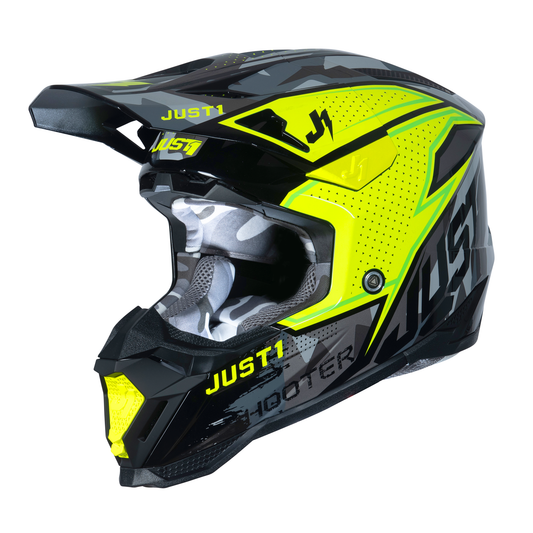 Just1 J40 Motocross Helmet Shooter Camo Fluo Yellow Black S