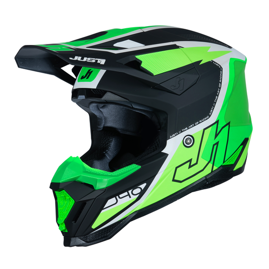 Just1 J40 Motocross Helmet Flash Fluo Green White Black M