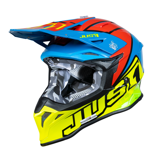 Just1 J39 Motocross Helmet Thruster Fluo Yellow Red Blue M