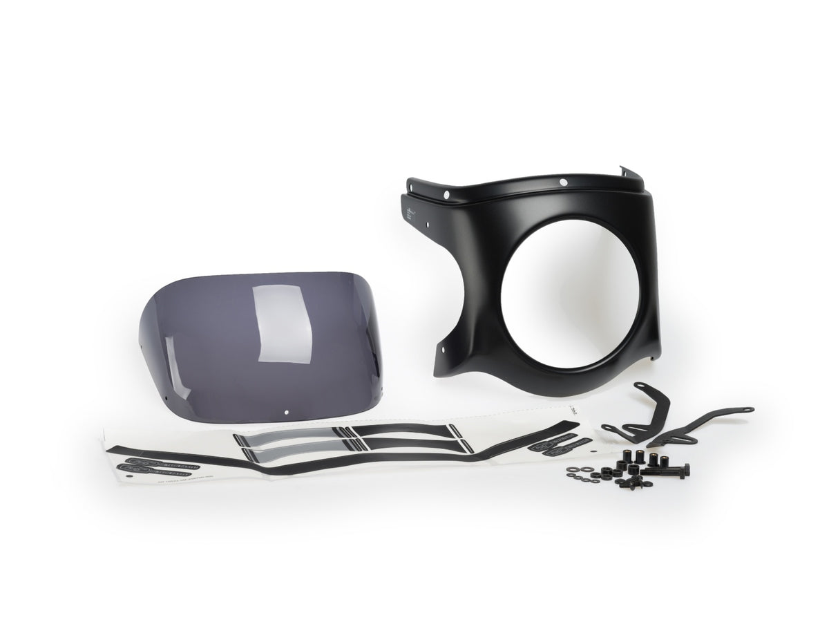 Retro Black Semi Fairing And Screen 180mm - Dark Smoke