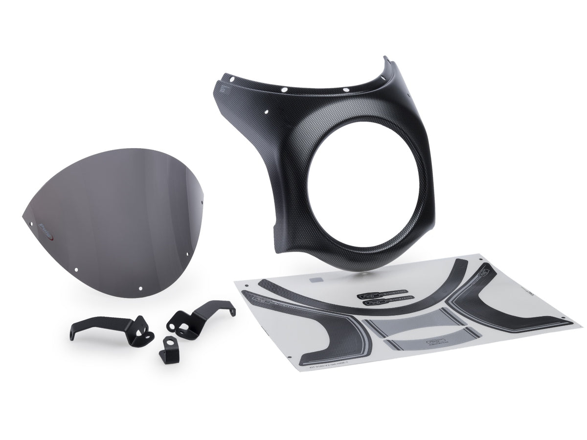 Retro Black Semi Fairing And Screen 180mm - Dark Smoke