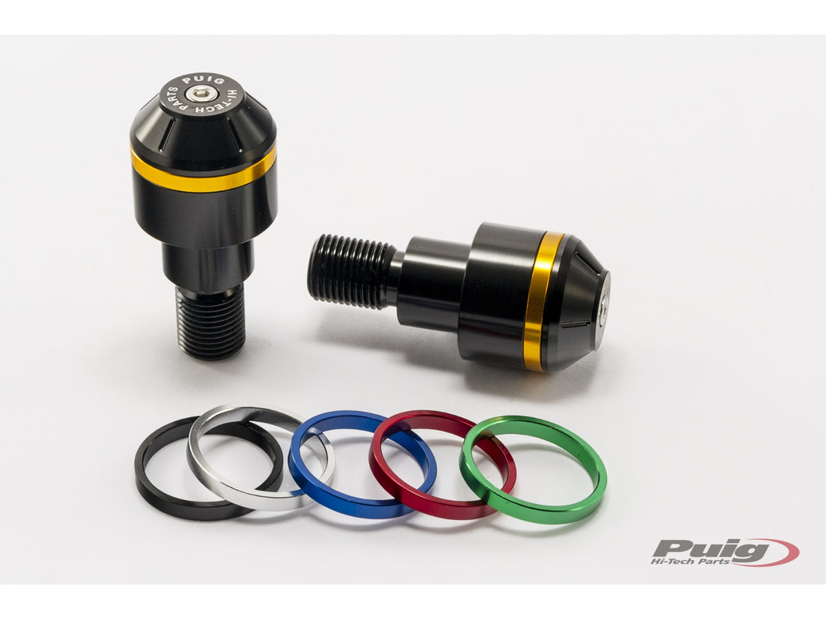 Puig Short Bar End Weights With Coloured Rim (Black)