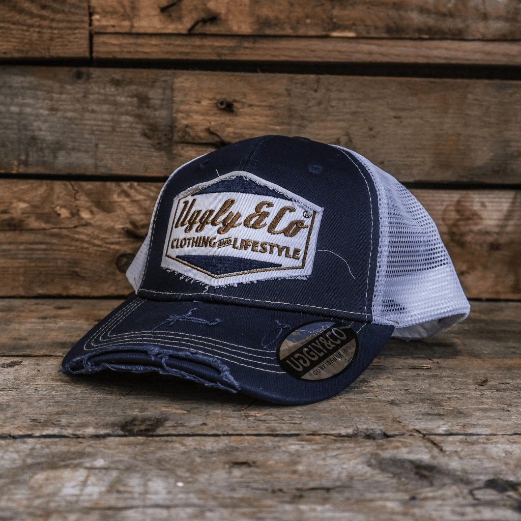 Night Blue & Gold Diamond Trucker Hat by Uggly & Co