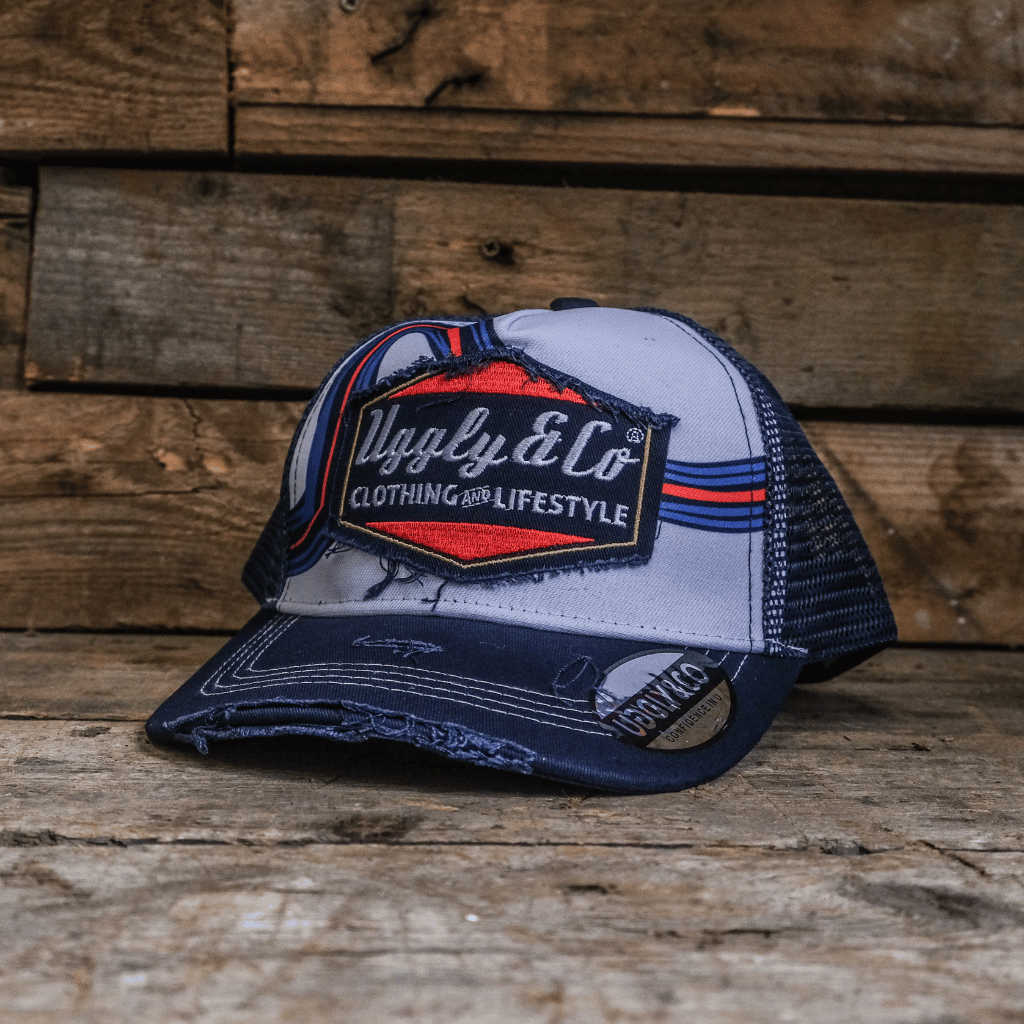 Retro Blue & Red Diamond Trucker Hat by Uggly & Co