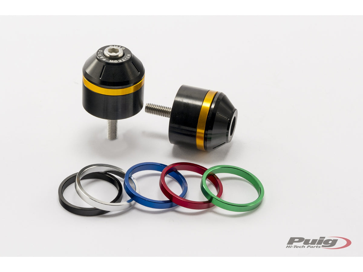 Puig Short Bar End Weights With Coloured Rim (Black)