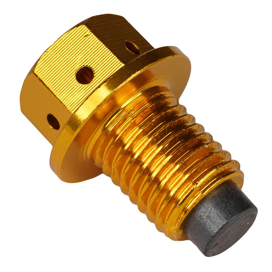 Bike It Magnetic Sump Plug Bolt with Oil Cleaning Magnet - M12 (12mm) 1.5 Pitch (Gold)