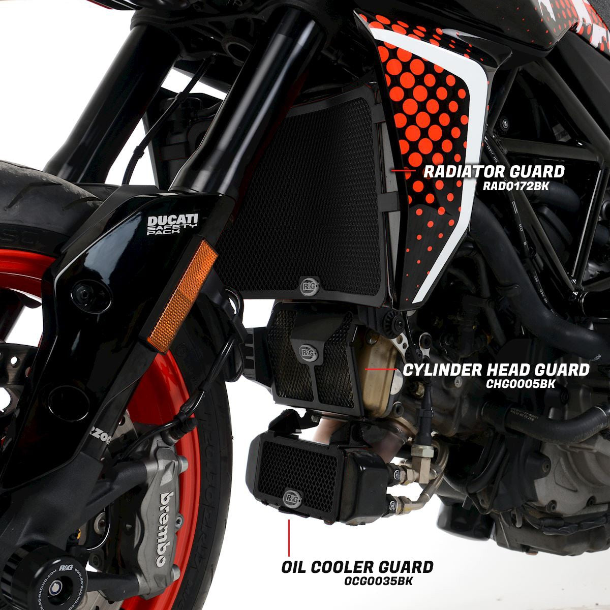 Radiator Guards for Ducati Monster 1200, 1200S, Monster 821 '14- & Hypermotard 950 ’19-25 (SP/RVE '21-25), Diavel 1260 (S) '19-'20, Supersport (S) '17-20 & Supersport 950 S '21-