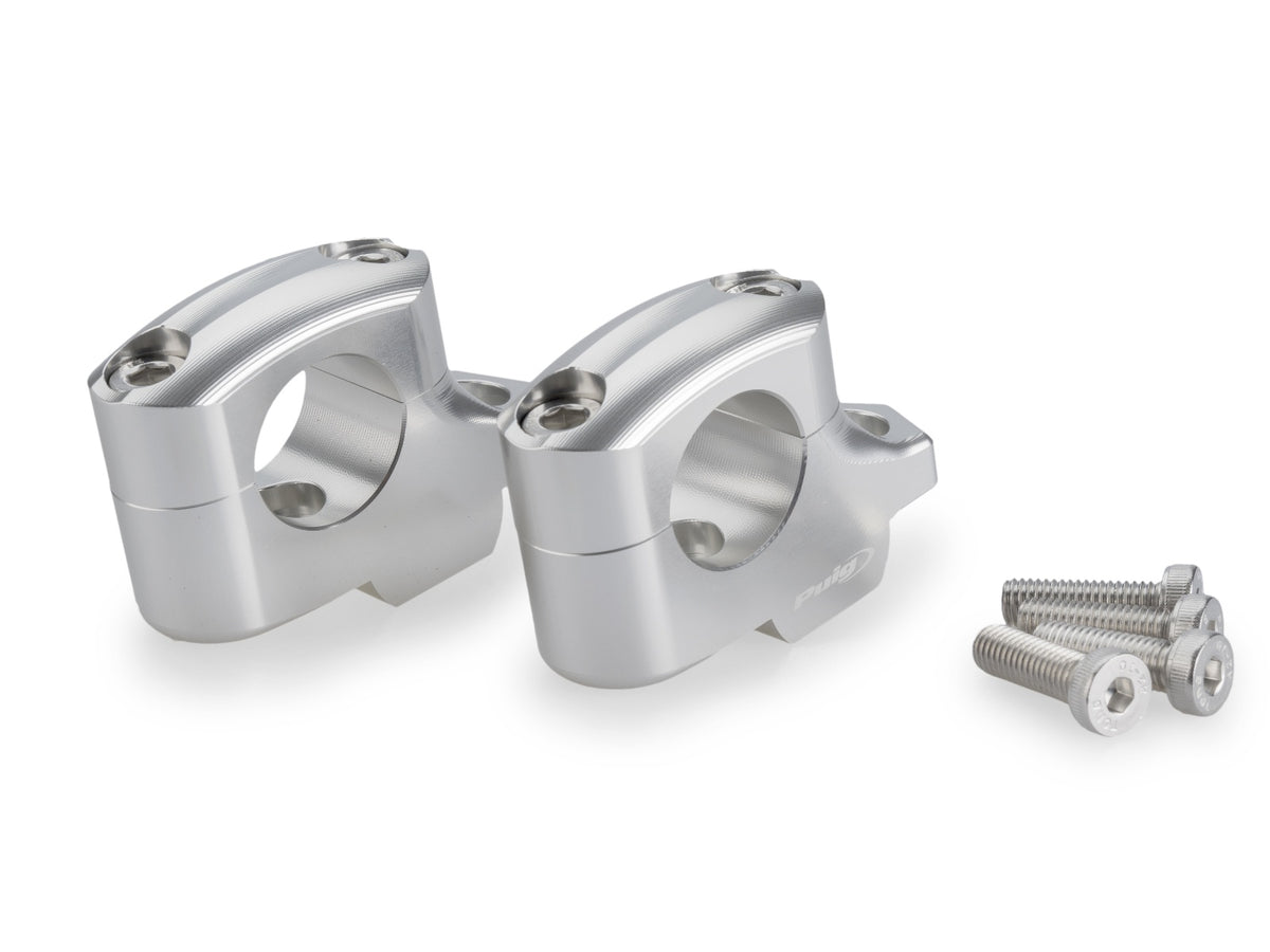 25mm Pullback Bar Risers Offset 16mm - Silver