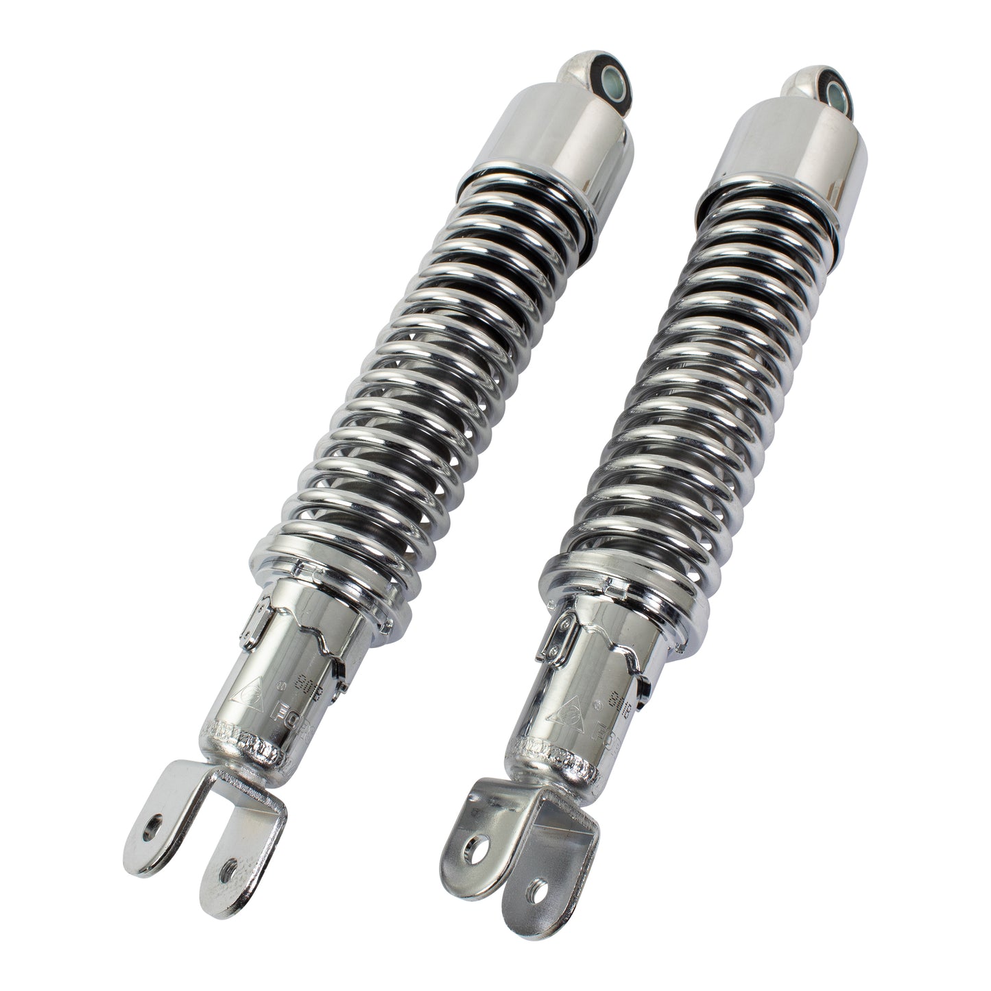 Bike It 320mm  Eye To Fork Chrome Twin Shock Absorbers