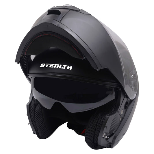 Stealth V159 Flip Road Helmet Plain Matt Black - L