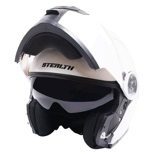 Stealth V159 Flip Road Helmet Plain Gloss White - M