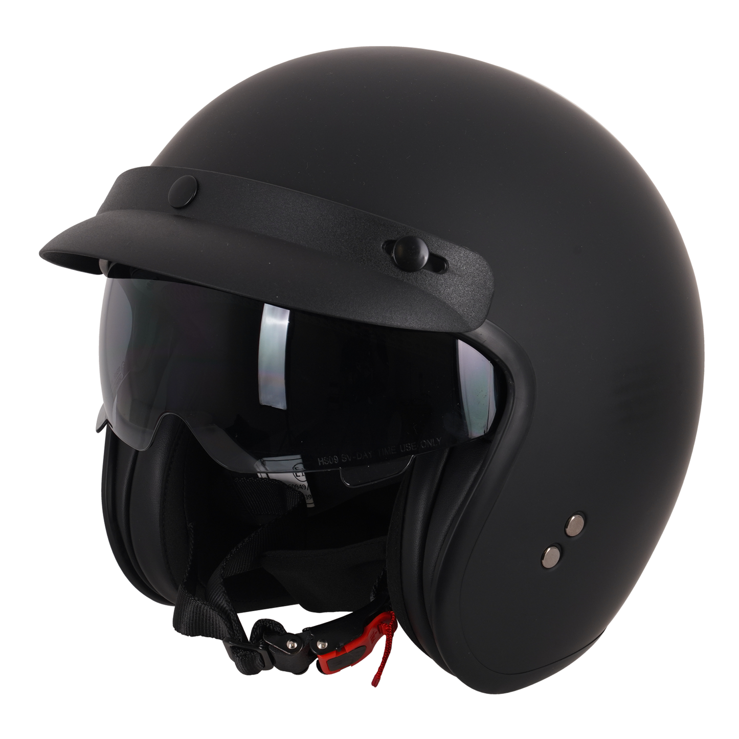 Stealth Open Face Helmet With Peak - Matt Black - X-Large