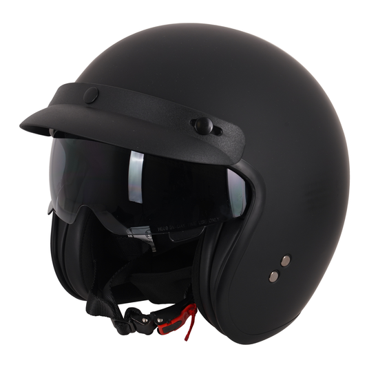 Stealth Open Face Helmet With Peak - Matt Black - XX-Large