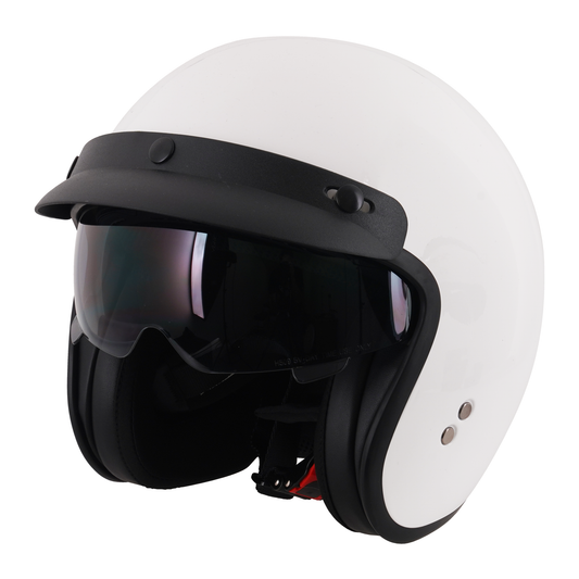 Stealth Open Face Helmet With Peak - Gloss White - Small