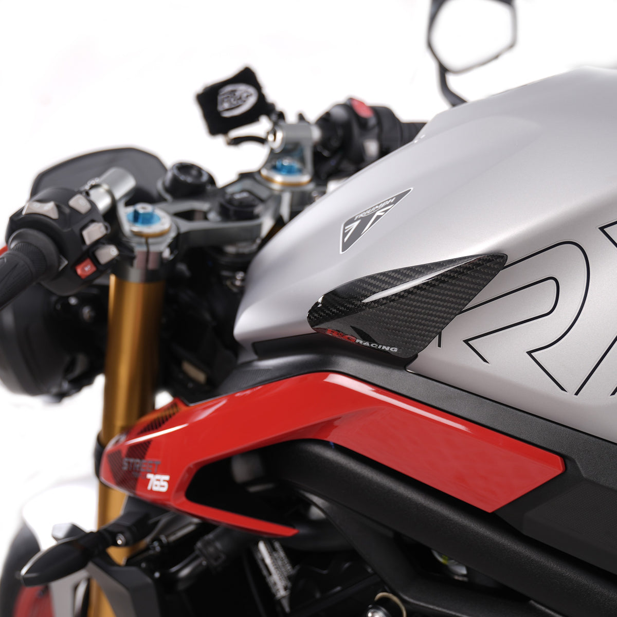 Carbon Tank Sliders for Triumph Street Triple 765 R/RS, Moto2 '23- & Street Triple 765 RX '26-