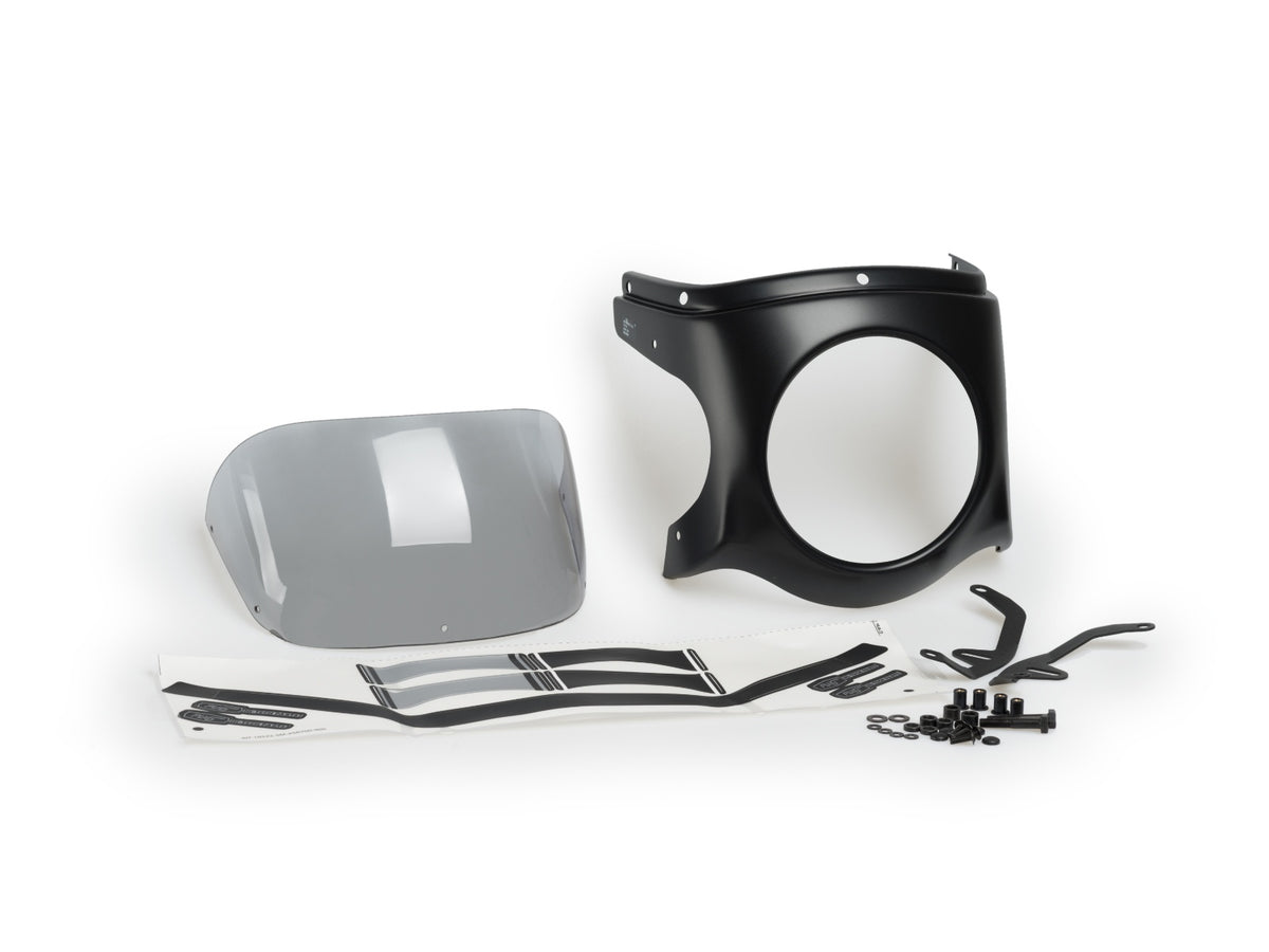 Retro Black Semi Fairing And Screen 180mm - Light Smoke
