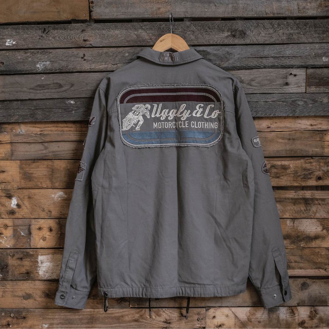 Grey Flattrack Moto Shacket by Uggly & Co