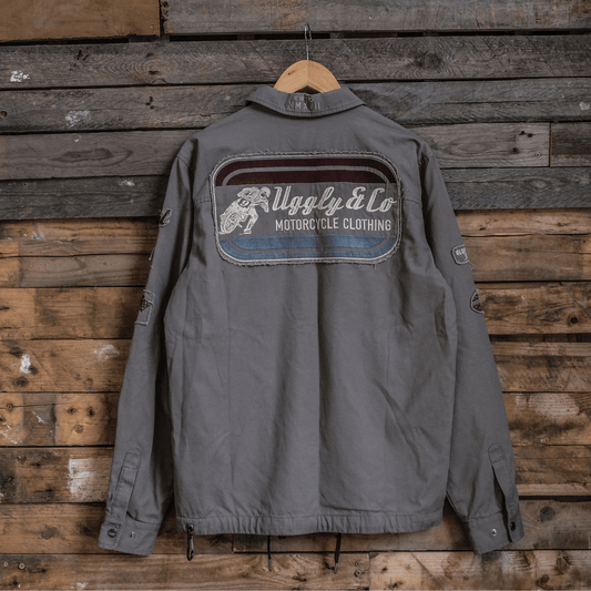 Grey Flattrack Moto Shacket by Uggly & Co