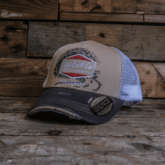 Beige Surf Diamond Trucker Hat by Uggly & Co