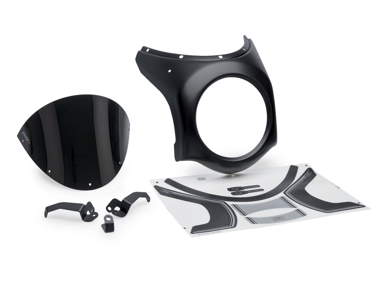Retro Black Semi Fairing And Screen 180mm - Black