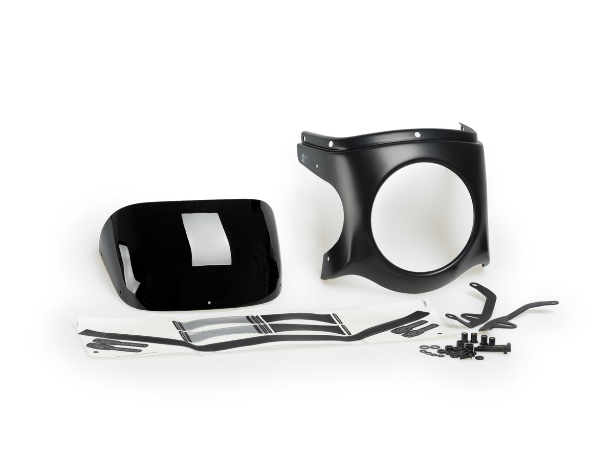Retro Black Semi Fairing And Screen 180mm - Black