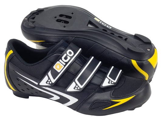 Eigo Theta Road Shoe Nylon Sole Triple Velcro Strap - Black 37 (UK 4.5)
