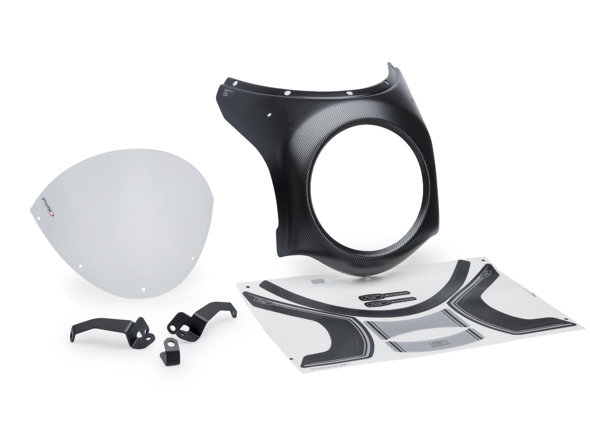 Retro Black Semi Fairing And Screen 180mm - Clear