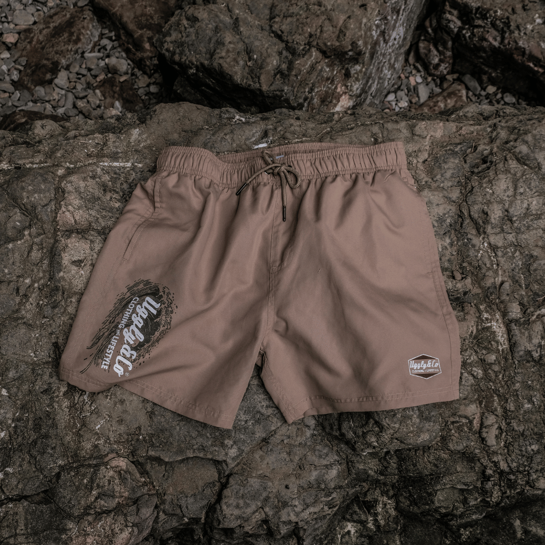 Beige Diamond Swim Shorts by Uggly & Co