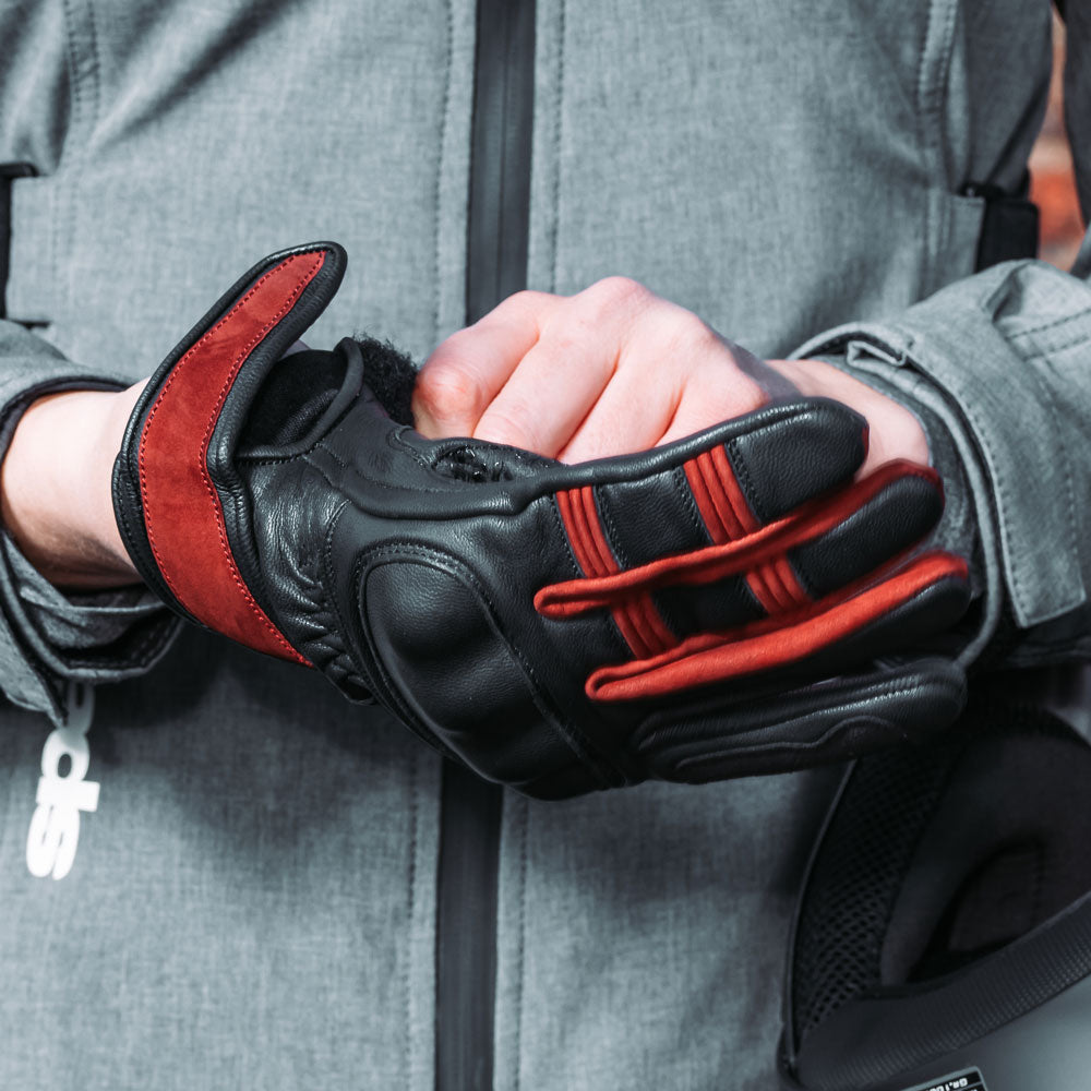 Spada Bennett CE Ladies Leather Gloves Black Burgundy