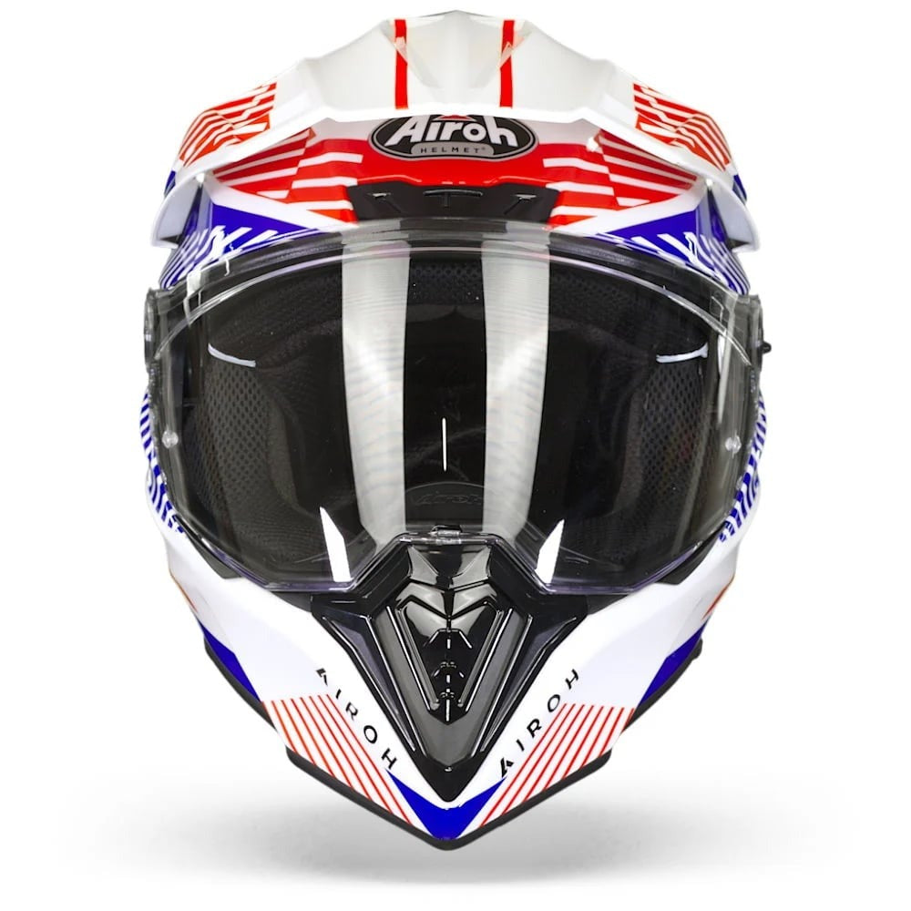 Airoh Commander Adventure Helmet - 'Boost' White/Blue Gloss