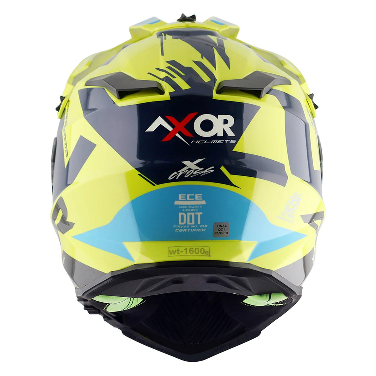 Axor X-Cross Adventure Helmet - Neon Yellow/Blue Gloss