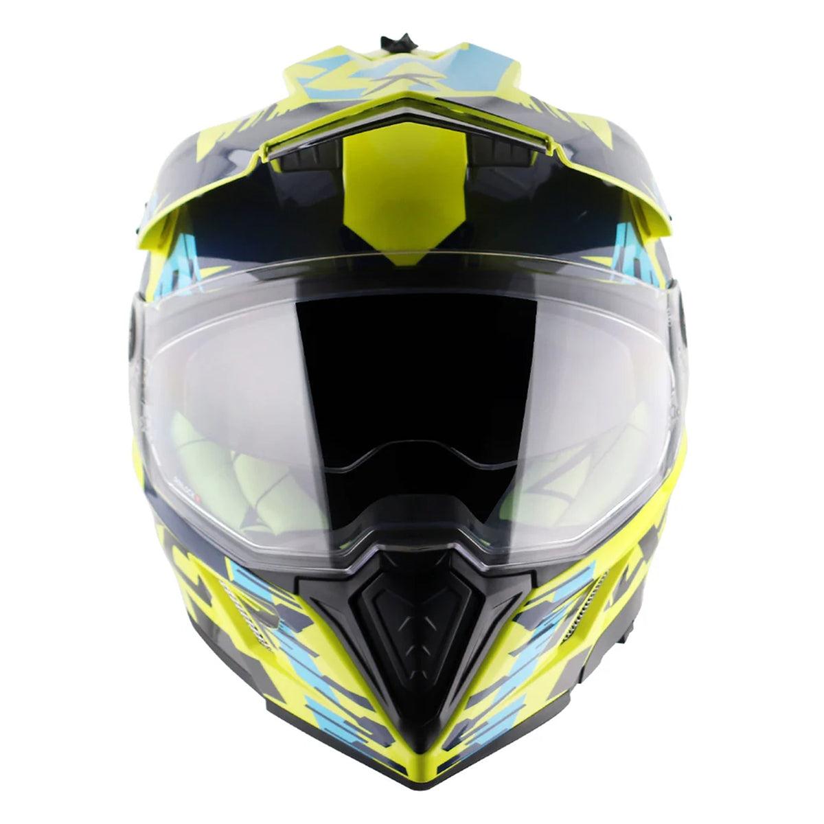 Axor X-Cross Adventure Helmet - Neon Yellow/Blue Gloss