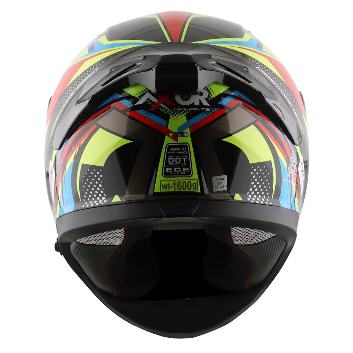 Axor Apex Full Face Helmet - Vivid Black Neon Yellow Gloss
