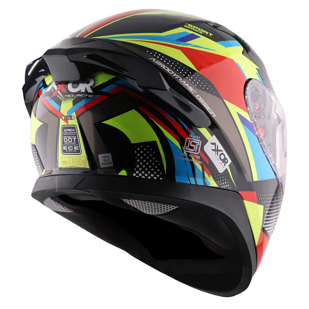 Axor Apex Full Face Helmet - Vivid Black Neon Yellow Gloss