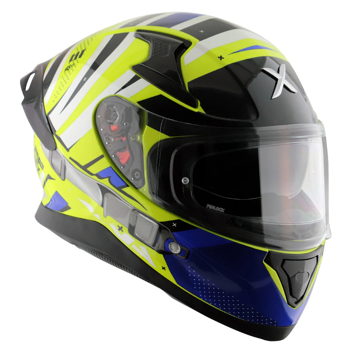 Axor Apex Full Face Helmet - Hex-2 Neon Yellow Blue Gloss