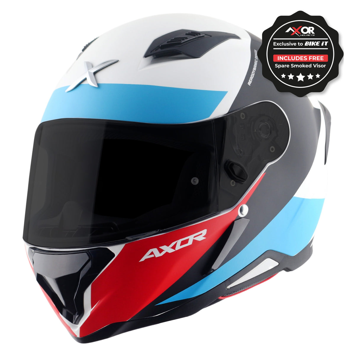 Axor Hunter SH890 Full Face Helmet - Turbo White Red Gloss